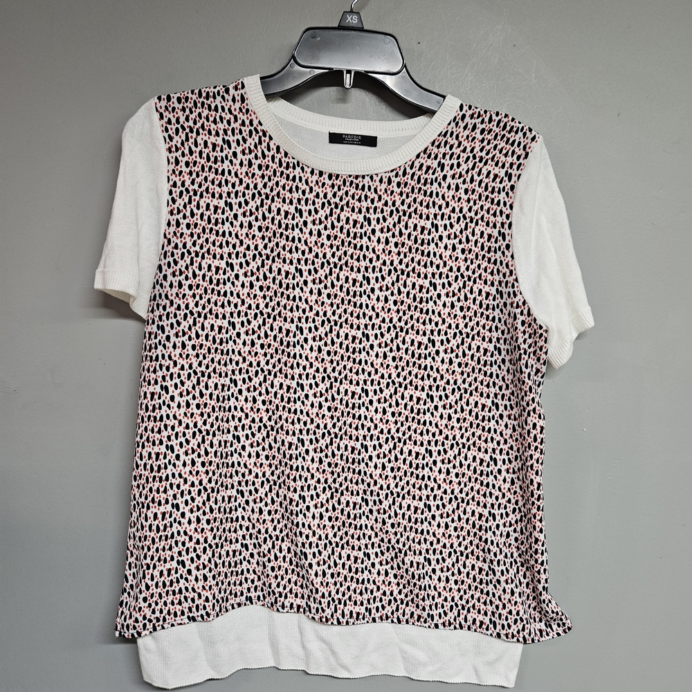 Parfois Women's Small Medium Short Sleeve Sweater Shirt White Red Black